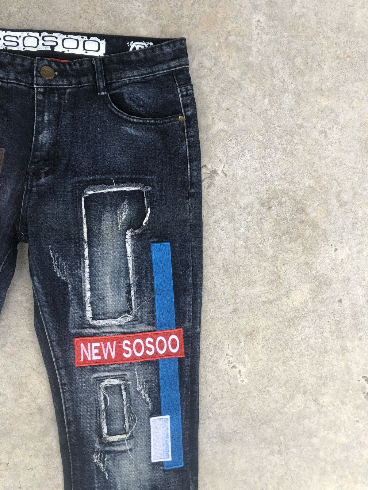 Who Decides War Sosoo Patchwork Jeans Distressed Jeans Size US 32 / EU 48 - 5 Thumbnail
