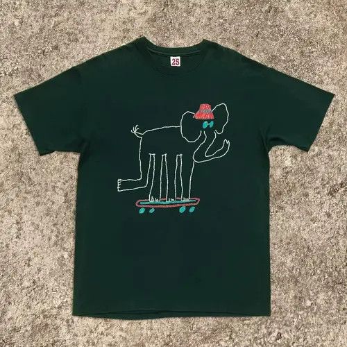 VIBE Green retro street washed elephant print t-shirt Size US M / EU 48-50 / 2 - 1 Thumbnail