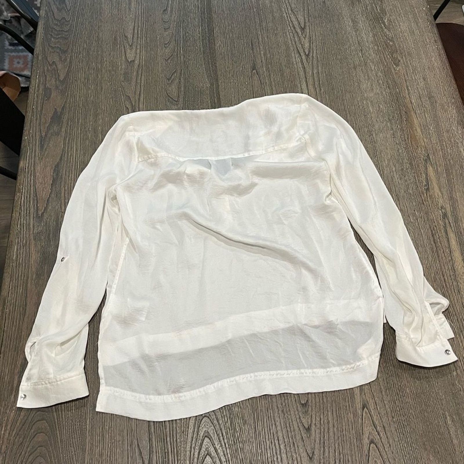 Vintage Calvin Klein Jeans White Sheer Long Sleeve Blouse Size M Size M / US 6-8 / IT 42-44 - 4 Thumbnail