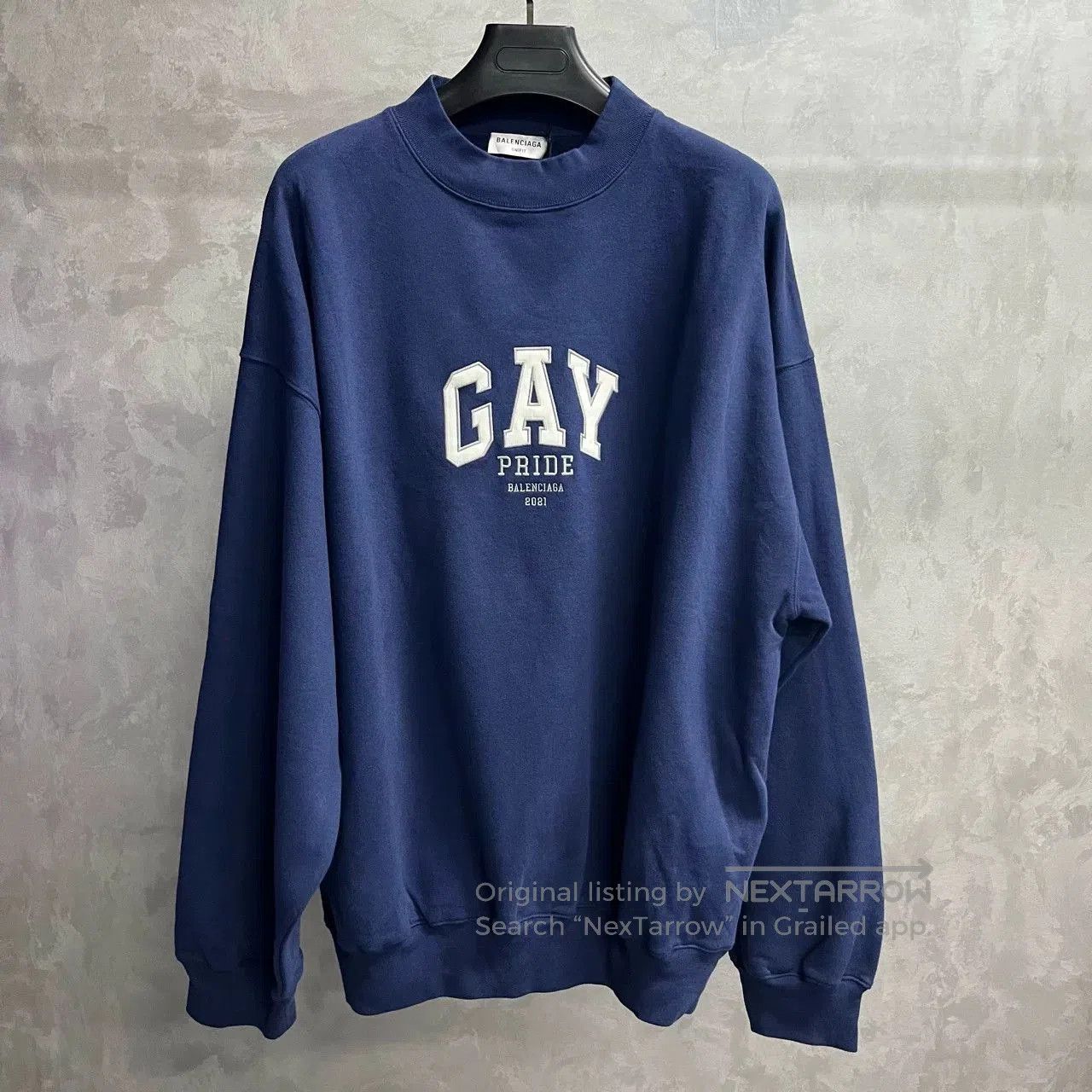 Balenciaga Balenciaga Blue Embroidered Logo Crewneck. Size US M / EU 48-50 / 2 - 1 Thumbnail