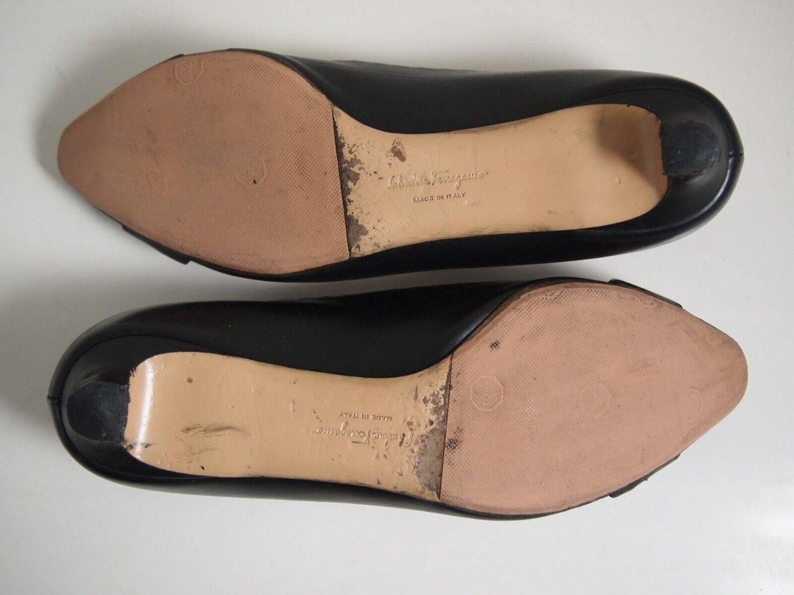 Salvatore Ferragamo Ferragamo Pumps Kitten Heel Studded Black Leather US 7 EU 37 Size US 7 / IT 37 - 10 Thumbnail