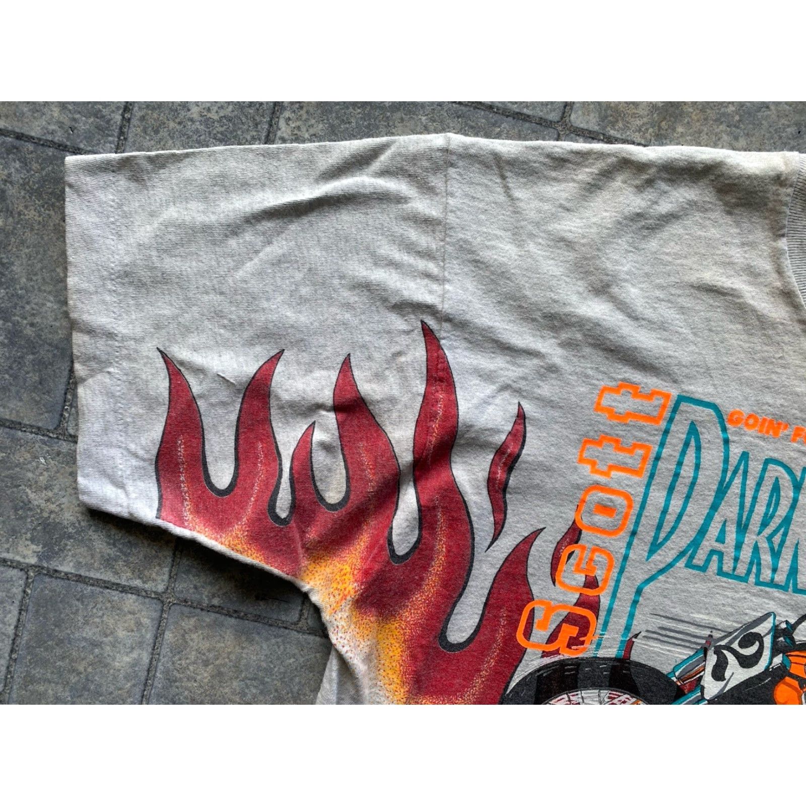 Fruit Of The Loom VINTAGE Scott Parker #2 Autographed T Shirt Men’s XL Gray Short Sleeve Harley Flames Size US XL / EU 56 / 4 - 5 Thumbnail