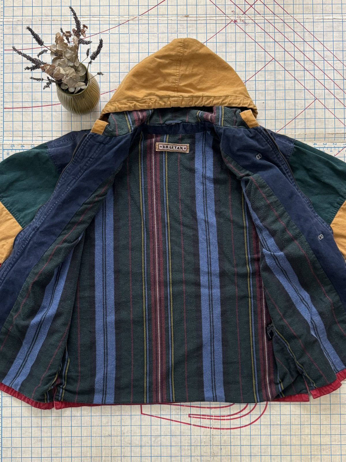 Vintage Vintage 90’s Fireman Clasp Striped Jacket Braetan Size Large Size US L / EU 52-54 / 3 - 6 Thumbnail