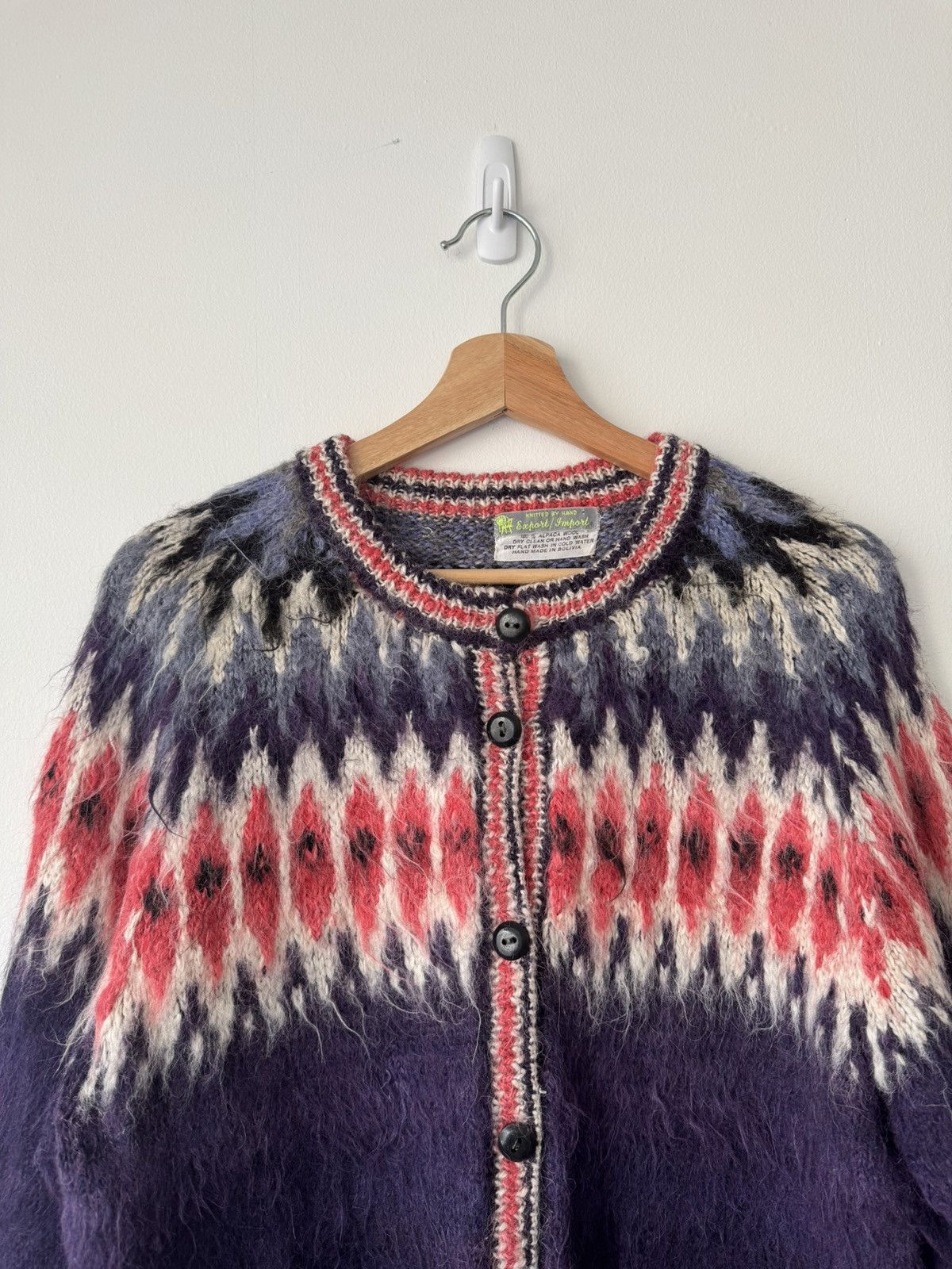 Vintage Alpaca Mohair Fair Isle Cardigan Size US M / EU 48-50 / 2 - 2 Thumbnail