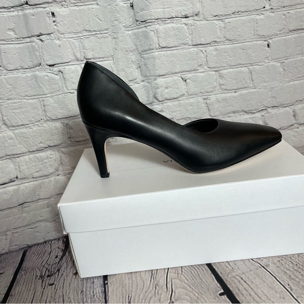 Vince New Vince Tiana Square Toe Black Leather Pump Size 8.5 Size US 8.5 / IT 38.5 - 9 Thumbnail
