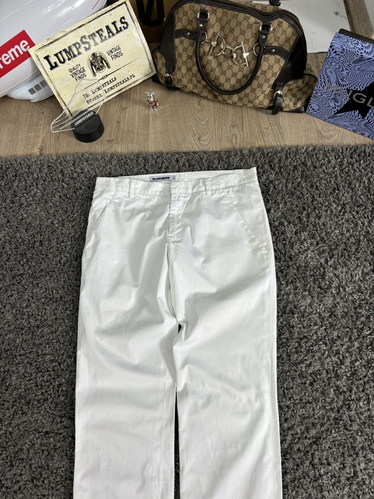 Jil Sander × Vintage 2000s Vintage Jil Sander Pants Light Wide Leg White Luxury Size 30" / US 8 / IT 44 - 3 Thumbnail