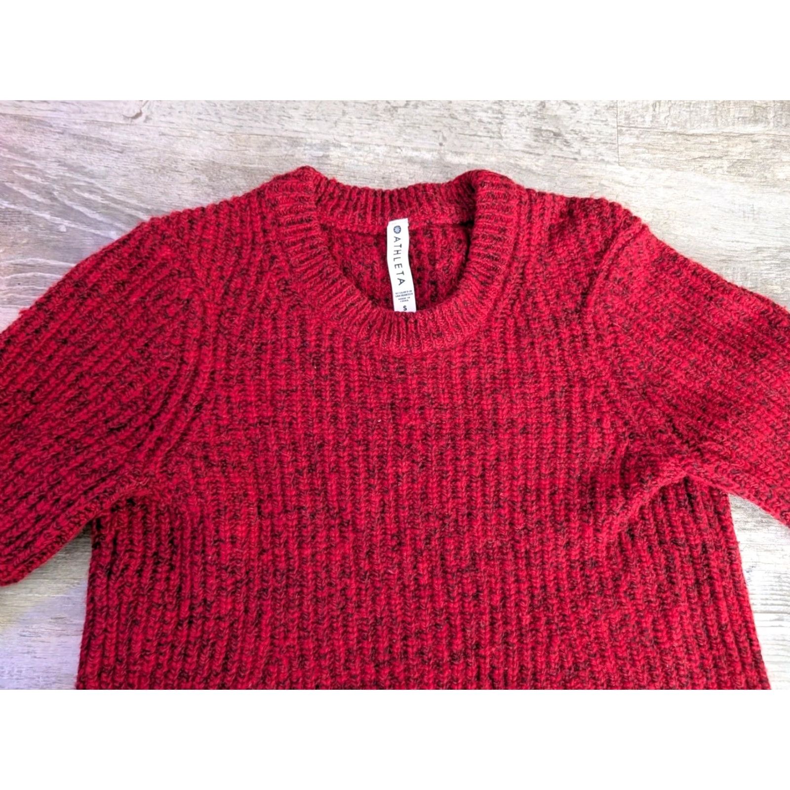 Athleta Athleta Sierra Sweater Red & Black Marled Wool Blend Chunky Knit Crewneck S Size S / US 4 / IT 40 - 3 Thumbnail