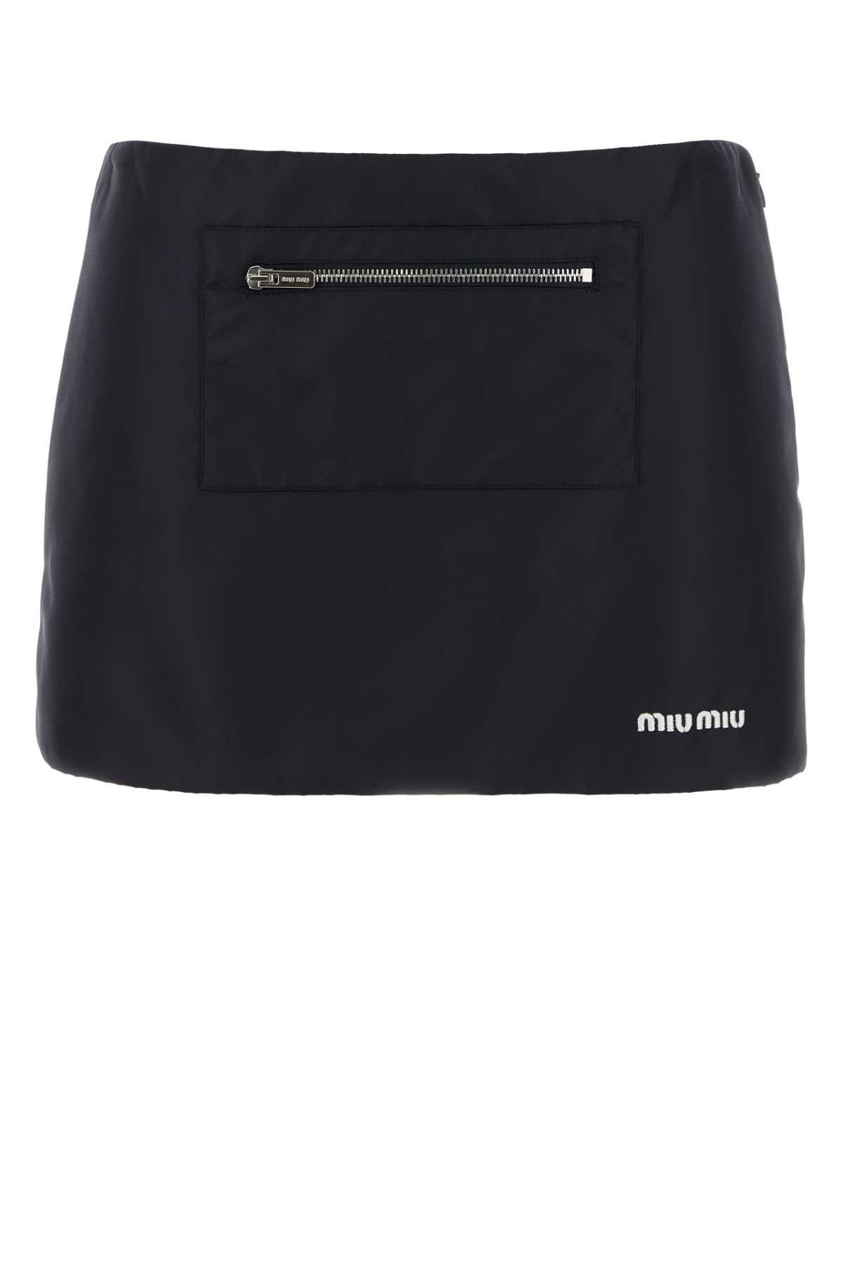 Miu Miu Navy Blue Nylon Mini Skirt Size 27" / US 4 / IT 40 - 1 Thumbnail