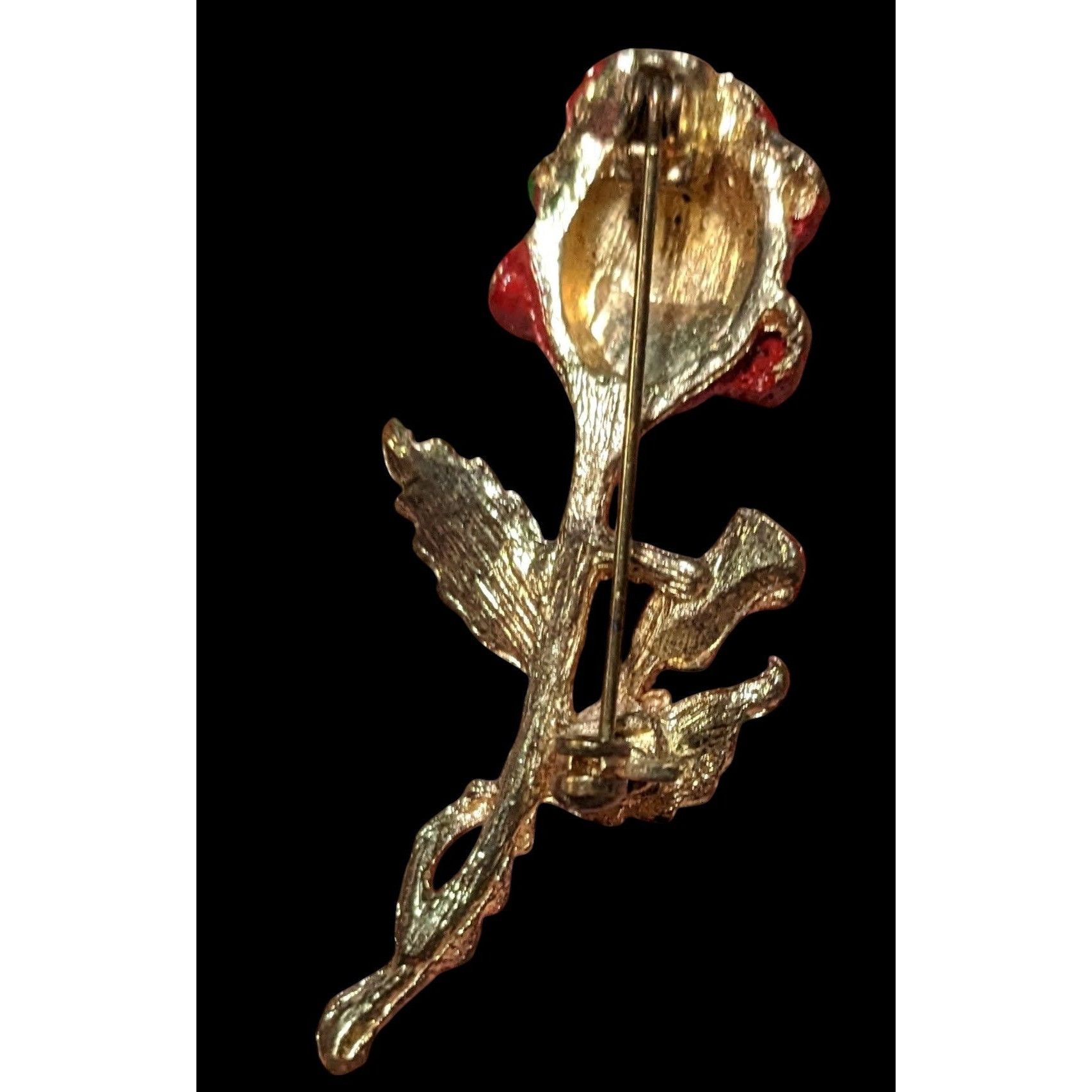 Other Vintage Red And Gold Enamel Rose Brooch Size ONE SIZE - 2 Thumbnail
