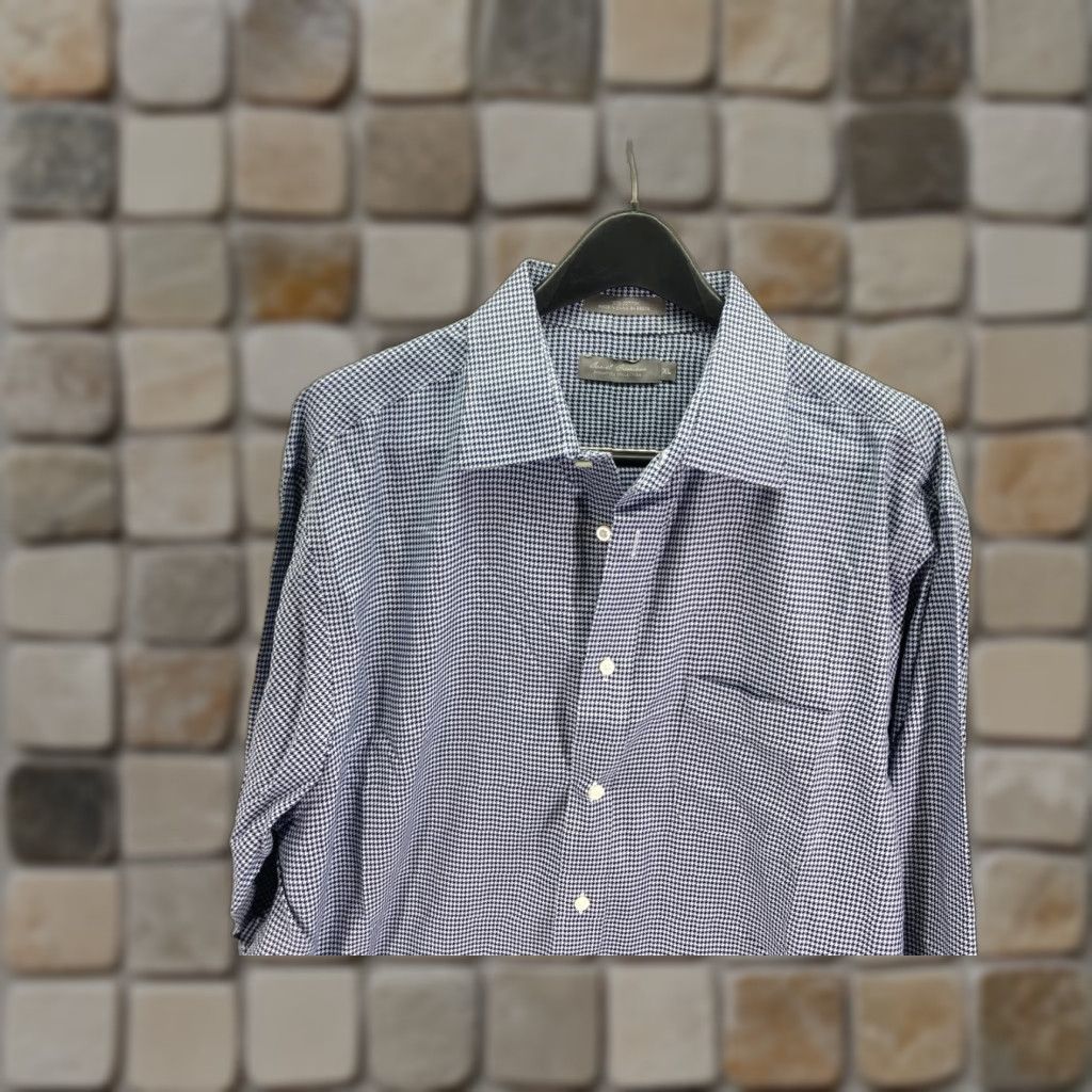 Cremieux Daniel Cremieux Shirt Mens XL Navy Blue White Houndstooth Long Sleeve Button Up Size US XL / EU 56 / 4 - 1 Thumbnail