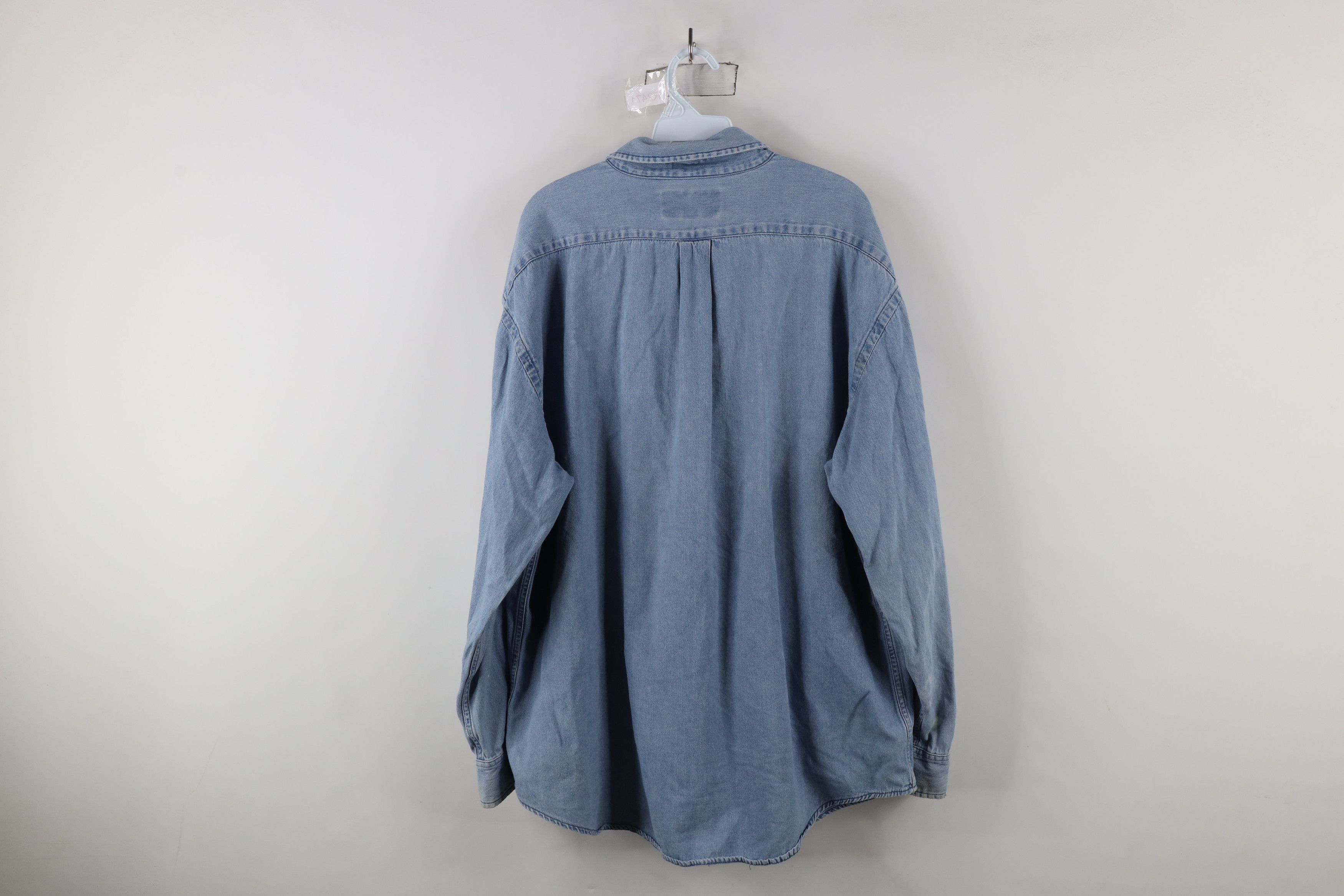 Vintage Vintage 90s Streetwear Denim Jean Button Down Shirt Blue Size US XL / EU 56 / 4 - 14 Thumbnail
