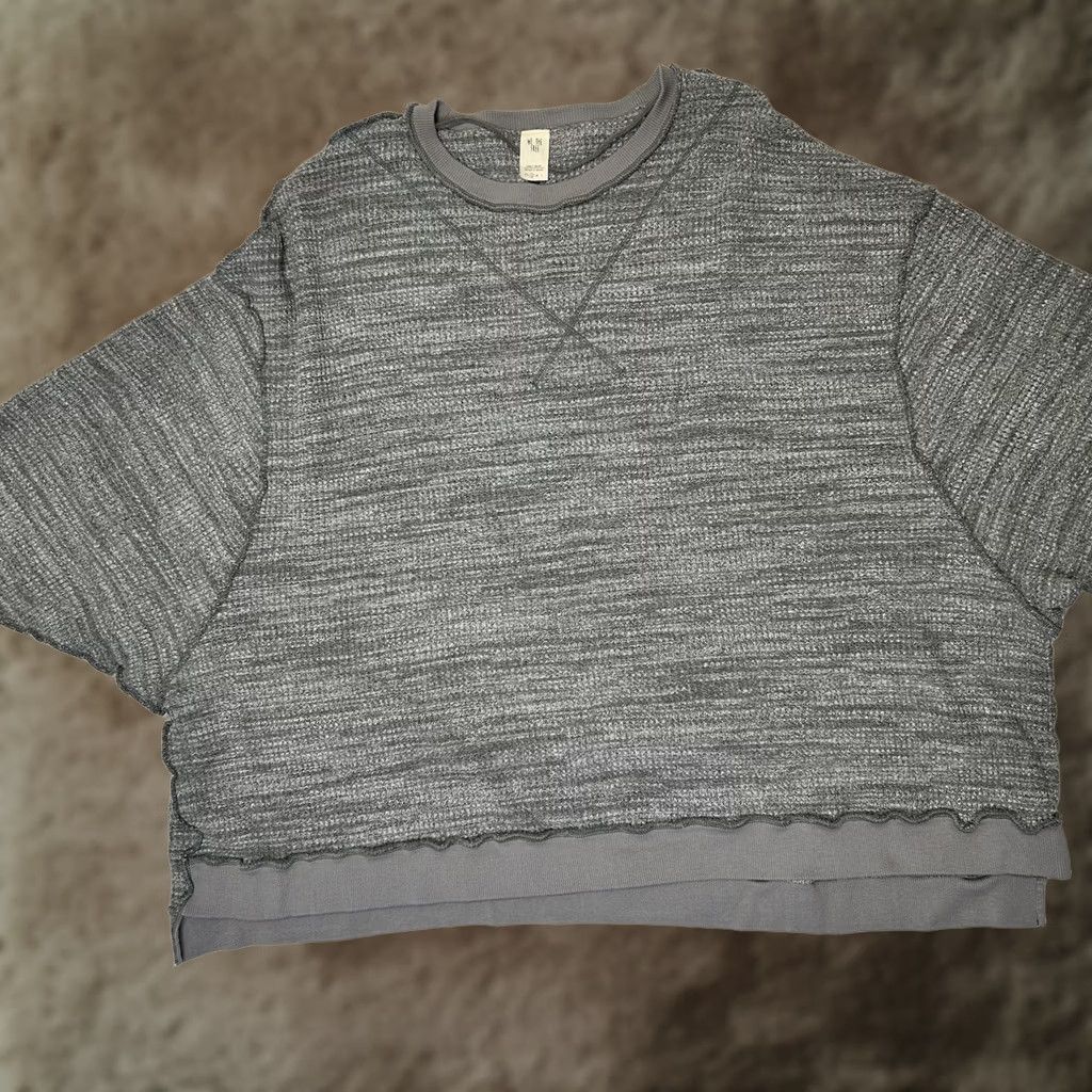 Vintage We the Free People Thermal Waffle Knit Top Shirt Gray Small Oversized Dolman Sleeve Round Neck Blouse Women Fall Winter Bohemian Size S / US 4 / IT 40 - 1 Thumbnail