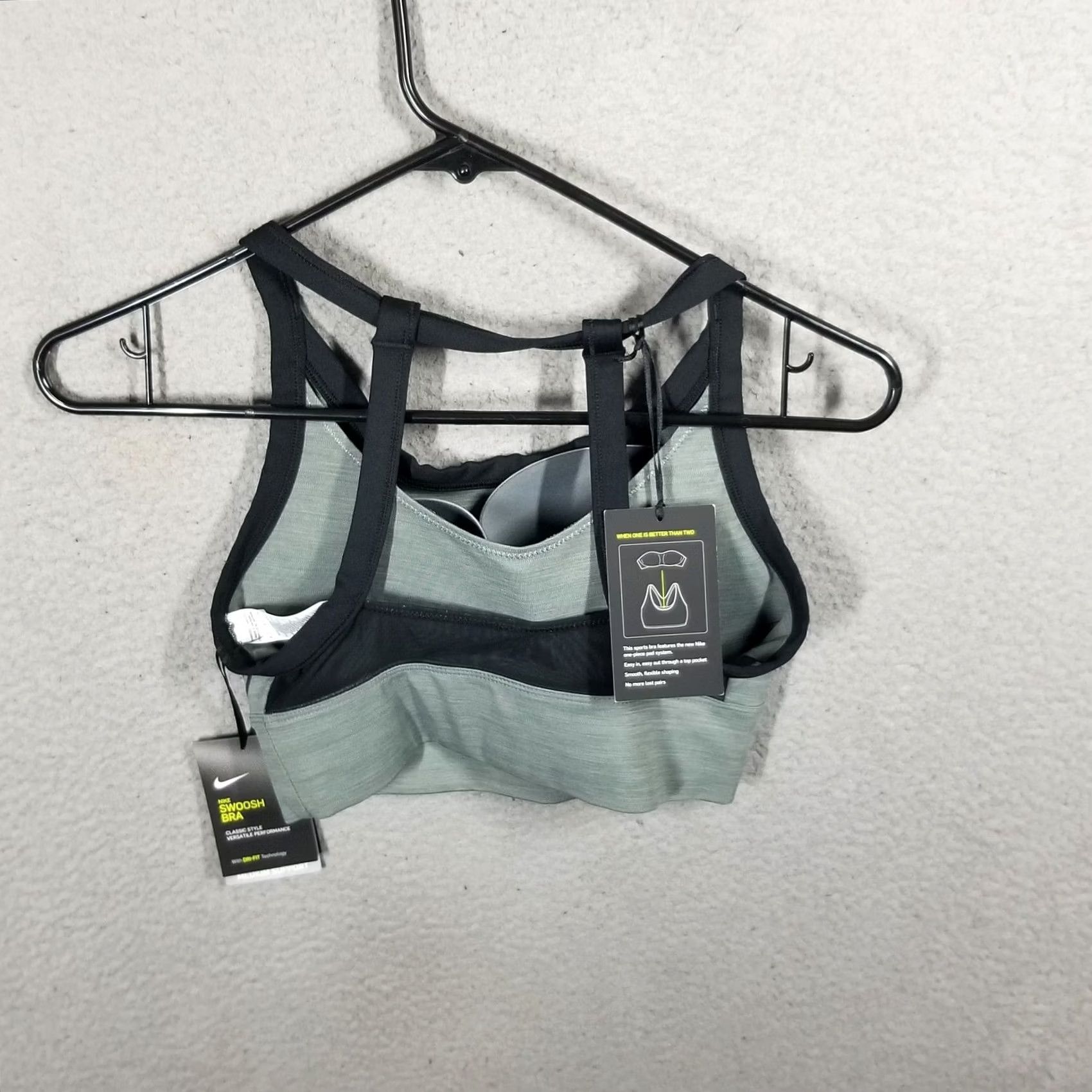 Nike Nike Swoosh Bra Womens S Green Dri-FIT Training Sports Top CJ0700-084 Size S / US 4 / IT 40 - 2 Thumbnail