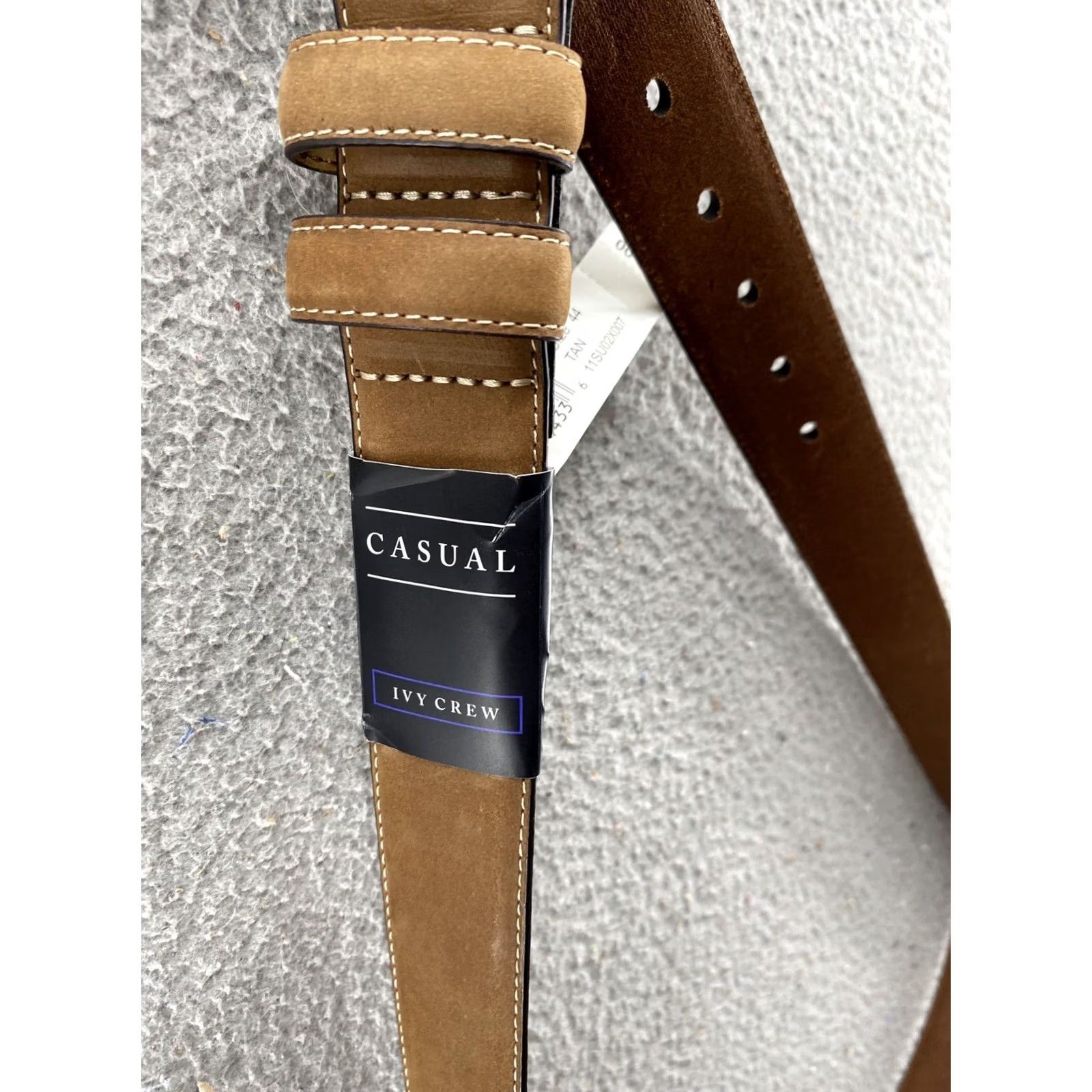 Vintage Ivy Crew Belt Men's Brown Leather Size 44 New Classic Brass Buckle Size 44 - 2 Thumbnail