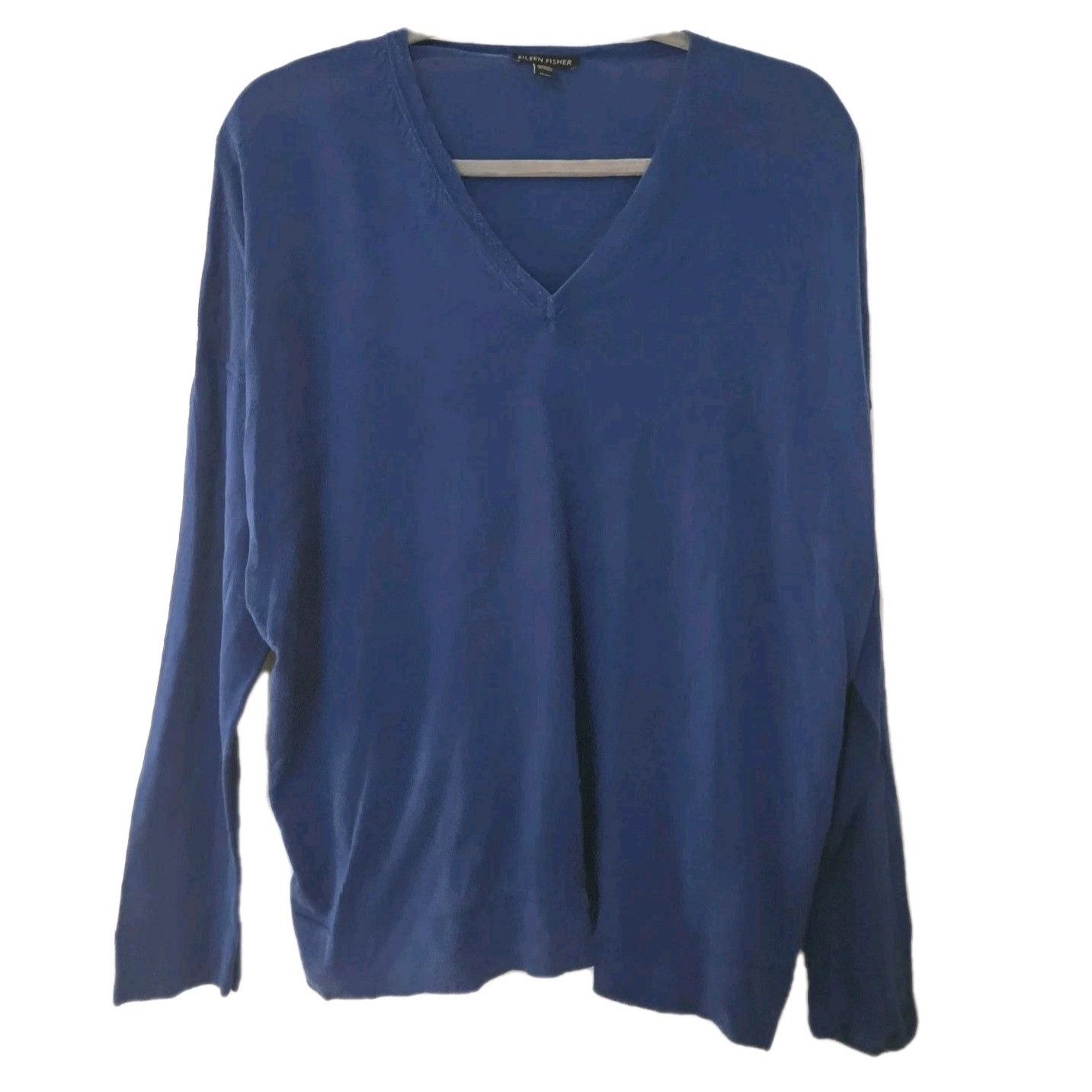 Eileen Fisher Eileen Fisher Blue Tencel V Neck Lightweight Sweater Womens Size M / US 6-8 / IT 42-44 - 2 Thumbnail