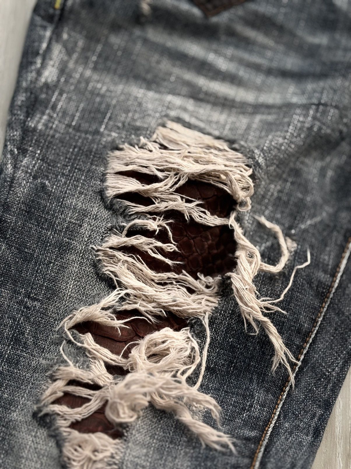 Japanese Brand MARAXIA phyton lace up flare jeans Size US 26 / EU 42 - 3 Thumbnail