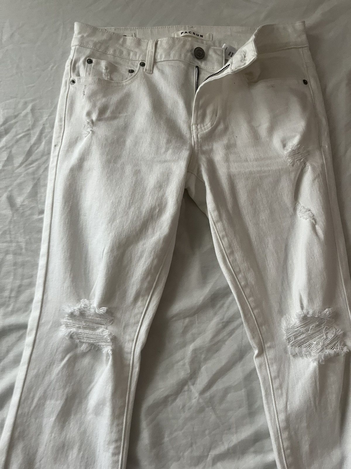 Pacsun White Pacsun Ripped Denim Size US 29 - 2 Thumbnail