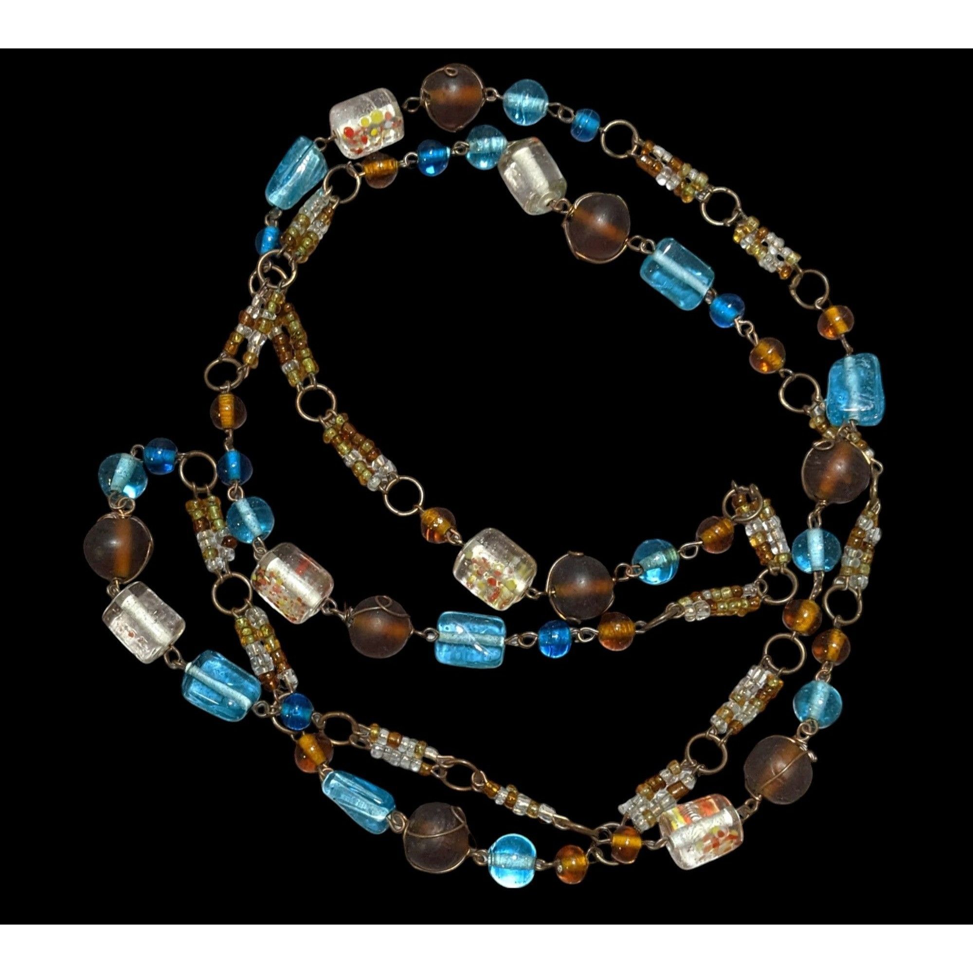 Other Vintage Bohemian Earthy Glass Beaded Necklace Size ONE SIZE - 1 Thumbnail
