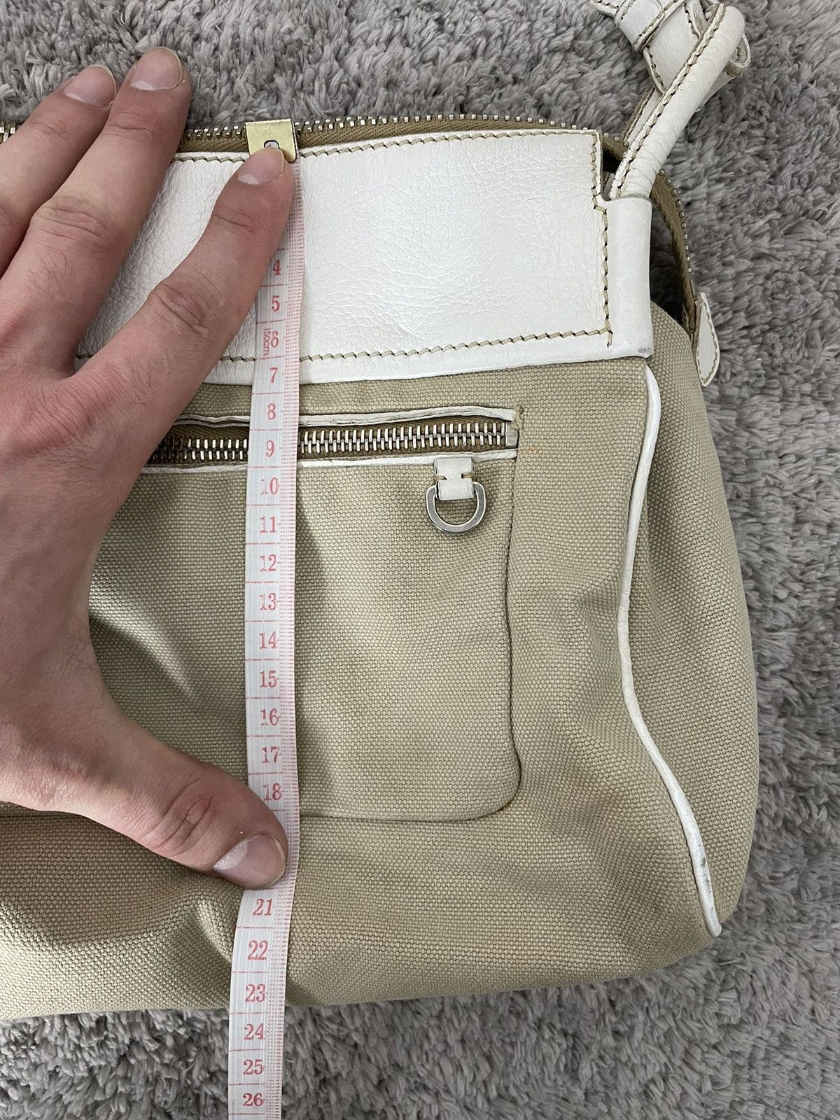 Prada Very Rare Prada Leather CANVAS SHOULDER BAG BEIGE Size ONE SIZE - 17 Thumbnail