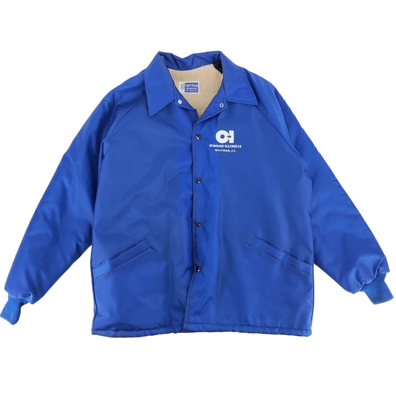 Vintage 80s lined windbreaker jacket Owens Illinois 1980s vintage Size US L / EU 52-54 / 3 - 1 Thumbnail