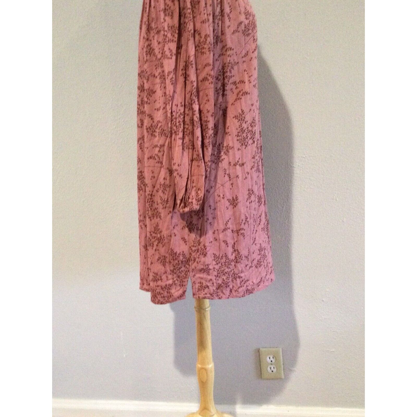 Vintage A.N.A. V-Neck Mauve Floral Long Sleeve Shift Dress Sz Small Size S / US 4 / IT 40 - 7 Thumbnail