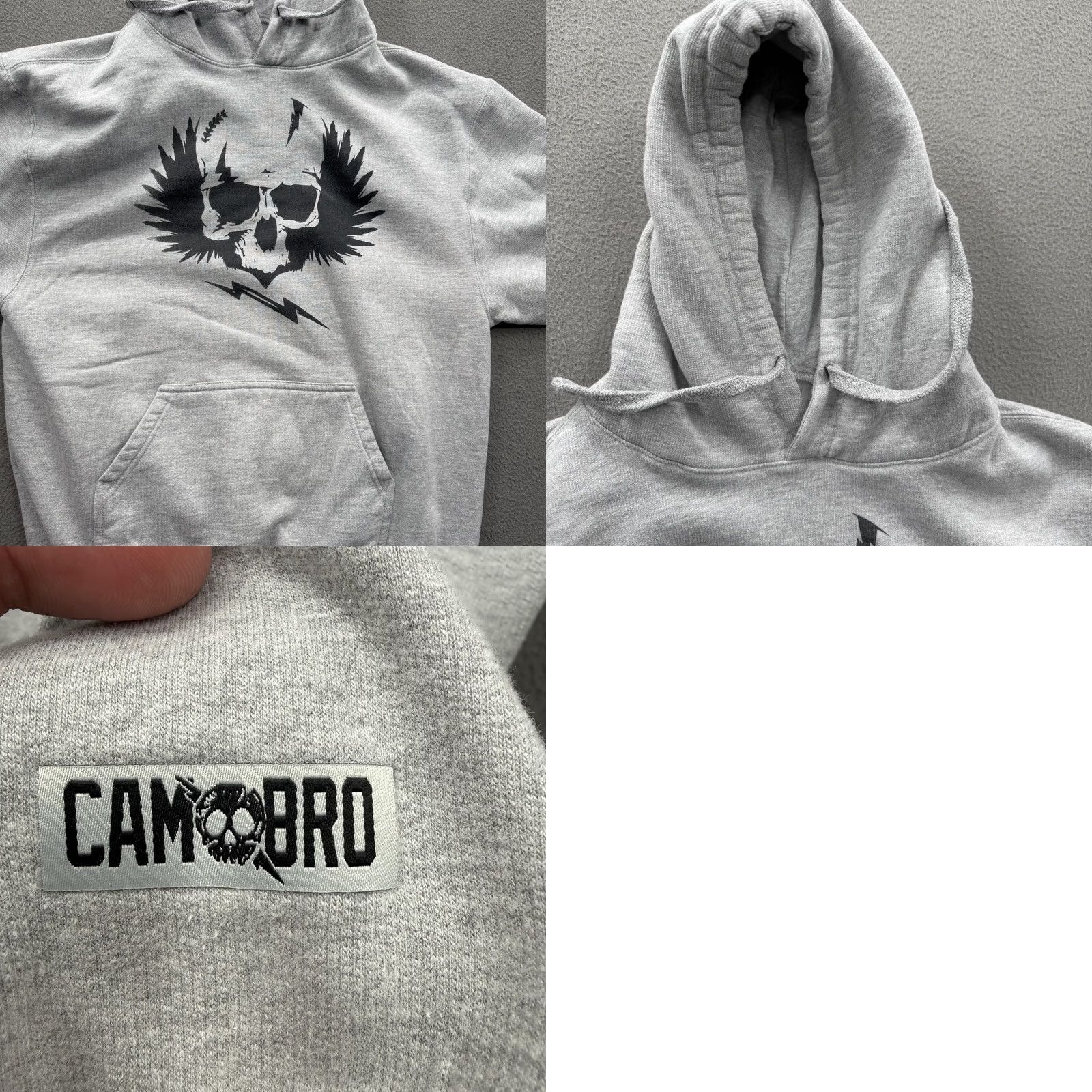 Vintage CAM BRO Hoodie Mens L Gray Skull Lightning Graphic Pullover Fleece Sweatshirt Size US L / EU 52-54 / 3 - 8 Thumbnail