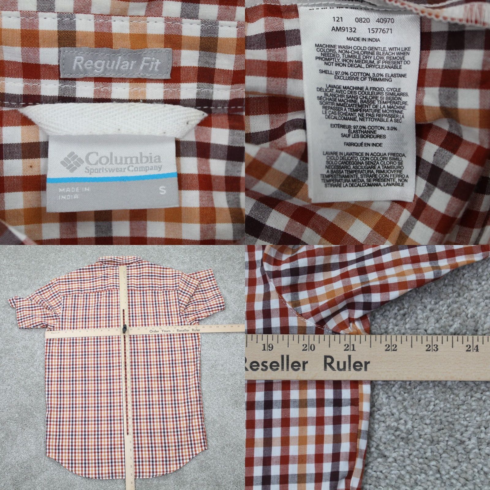 Vintage Columbia Rapid Rivers II Shirt Mens Small Red/Orange/White Cotton Stretch S/S Size US S / EU 44-46 / 1 - 8 Thumbnail