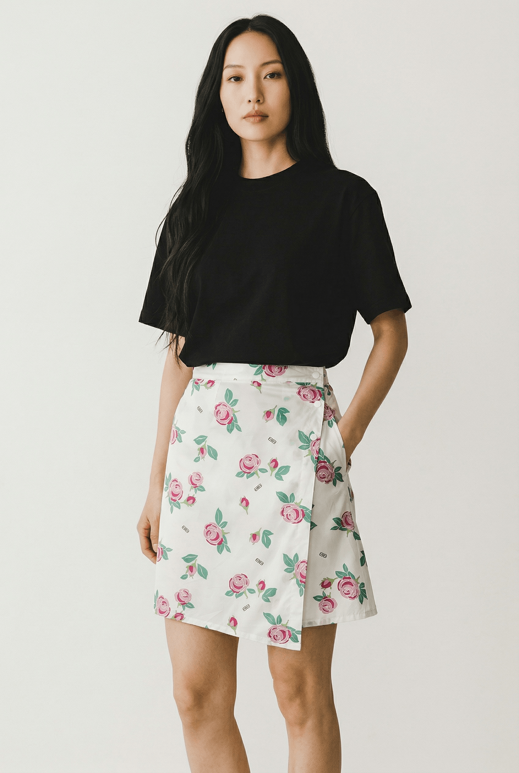 Balenciaga Vintage Balenciaga Sports Floral Wrap Skirt BB Logo Nylon Size 28" / US 6 / IT 42 - 1 Thumbnail