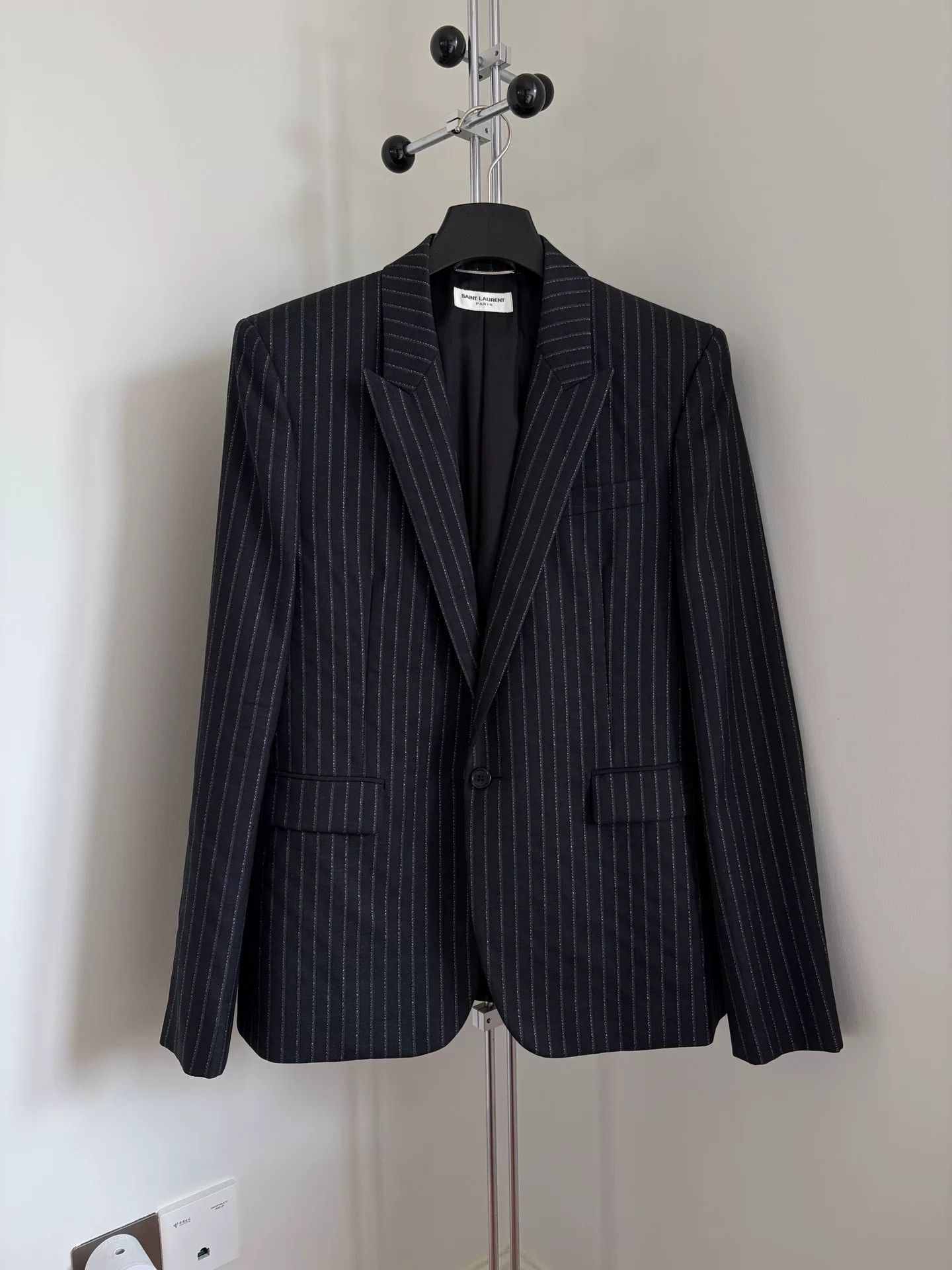 Saint Laurent Paris Saint Laurent Silver Stripe Blazer Size US M / EU 48-50 / 2 - 1 Thumbnail