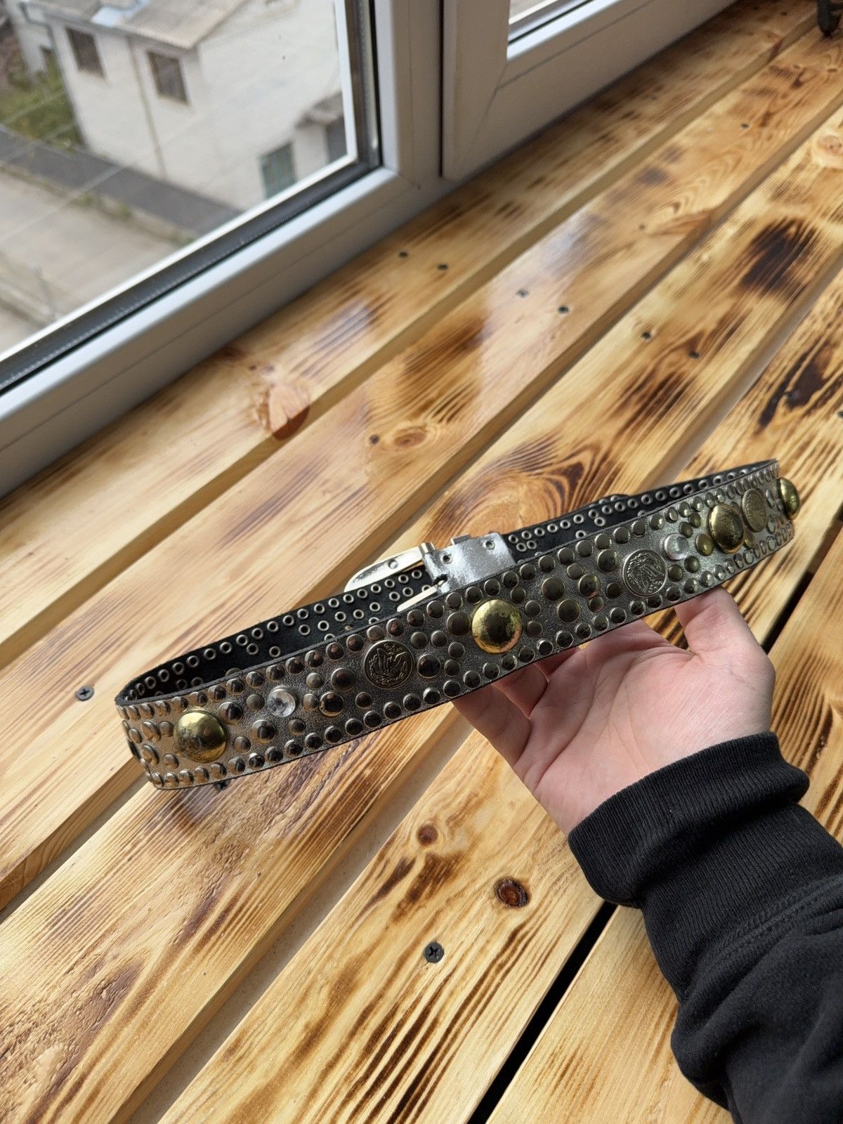 If Six Was Nine Vintage Japanese Studded Leather Punk Emo Rock Goth Y2K belt Size ONE SIZE - 2 Thumbnail