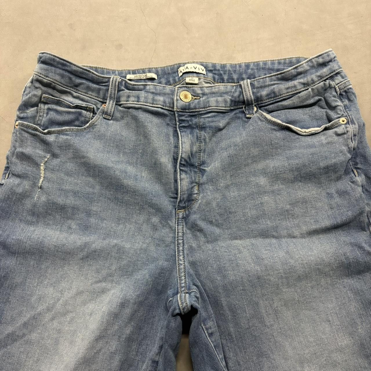 Vintage Crazy Vintage Y2K/2000s Baggy High Rise Flare Ripped Medium Blue Wash Denim Jeans! Size US 38 / EU 54 - 2 Thumbnail