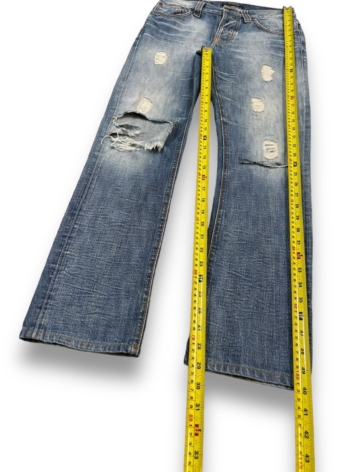 Nudie Jeans Vintage Nudie Whiskers Blue Washed Distressed Grunge Jeans Size US 29 - 14 Thumbnail