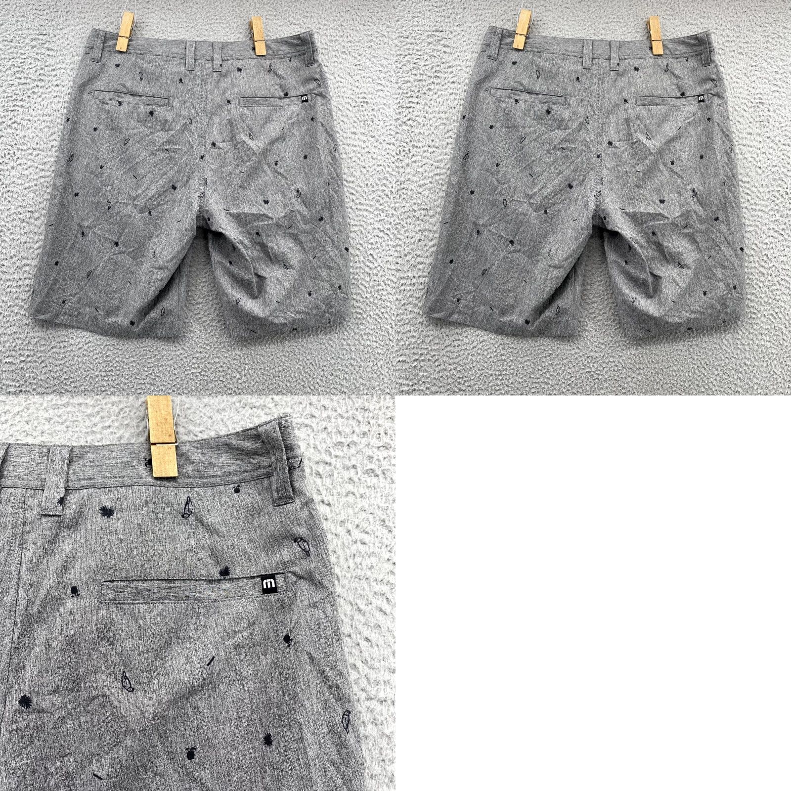 TravisMathew Travis Mathew Shorts Adult 32 Gray Bird Print Golf Chino Performance Mens Size US 32 / EU 48 - 8 Thumbnail