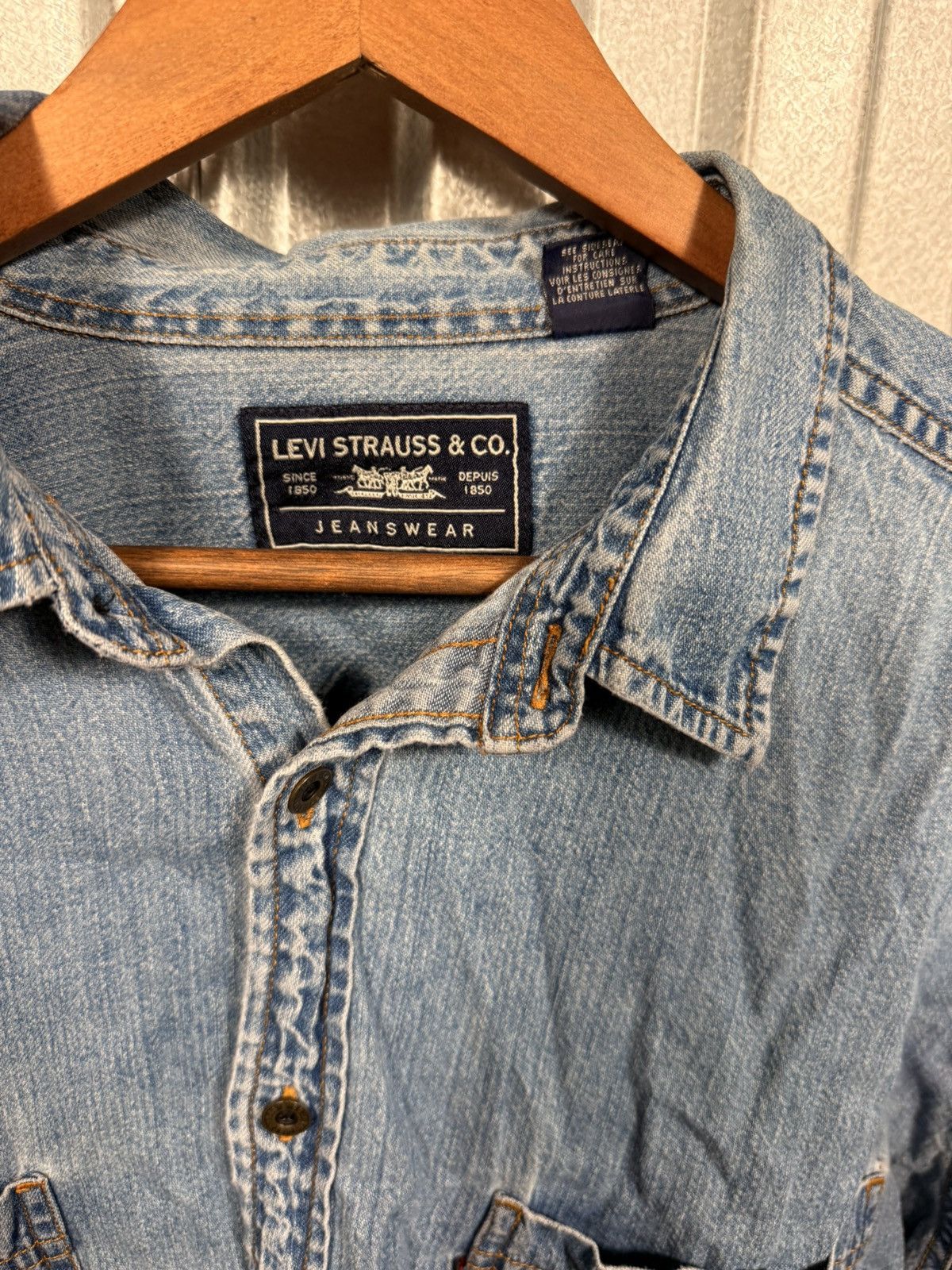 Levi's Vintage Distressed Levis Denim Western Button Up Shirt Size US XL / EU 56 / 4 - 6 Thumbnail