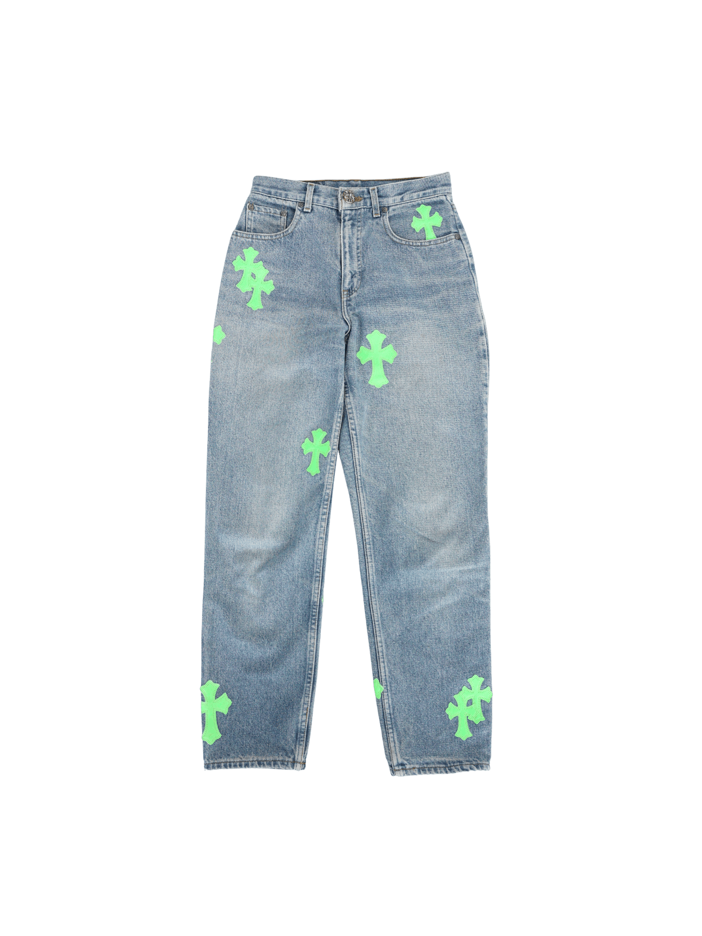 Chrome Hearts 1/1 Lime Green Cross Patch Jeans