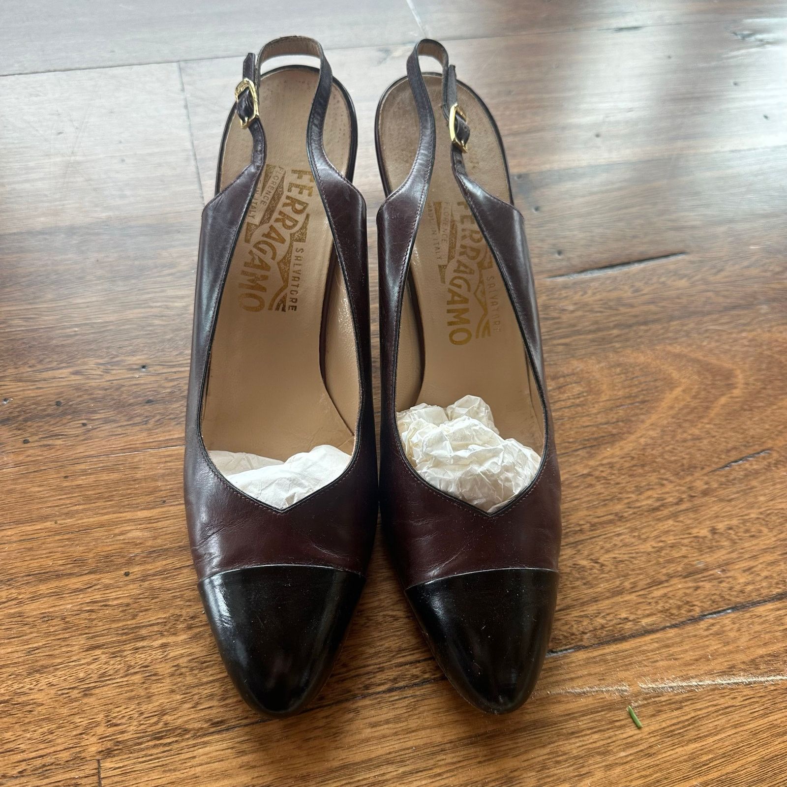 Salvatore Ferragamo Vintage Ferragamo slingback pumps maroon 9.5 Size US 9.5 / IT 39.5 - 2 Thumbnail
