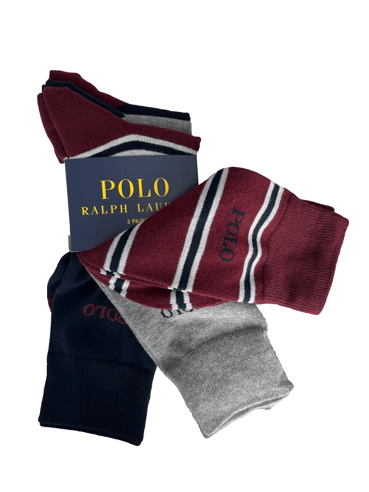 Polo Ralph Lauren Polo Ralph Lauren 3-Pair Socks Wine Stripe / Grey / Navy Size ONE SIZE - 1 Thumbnail