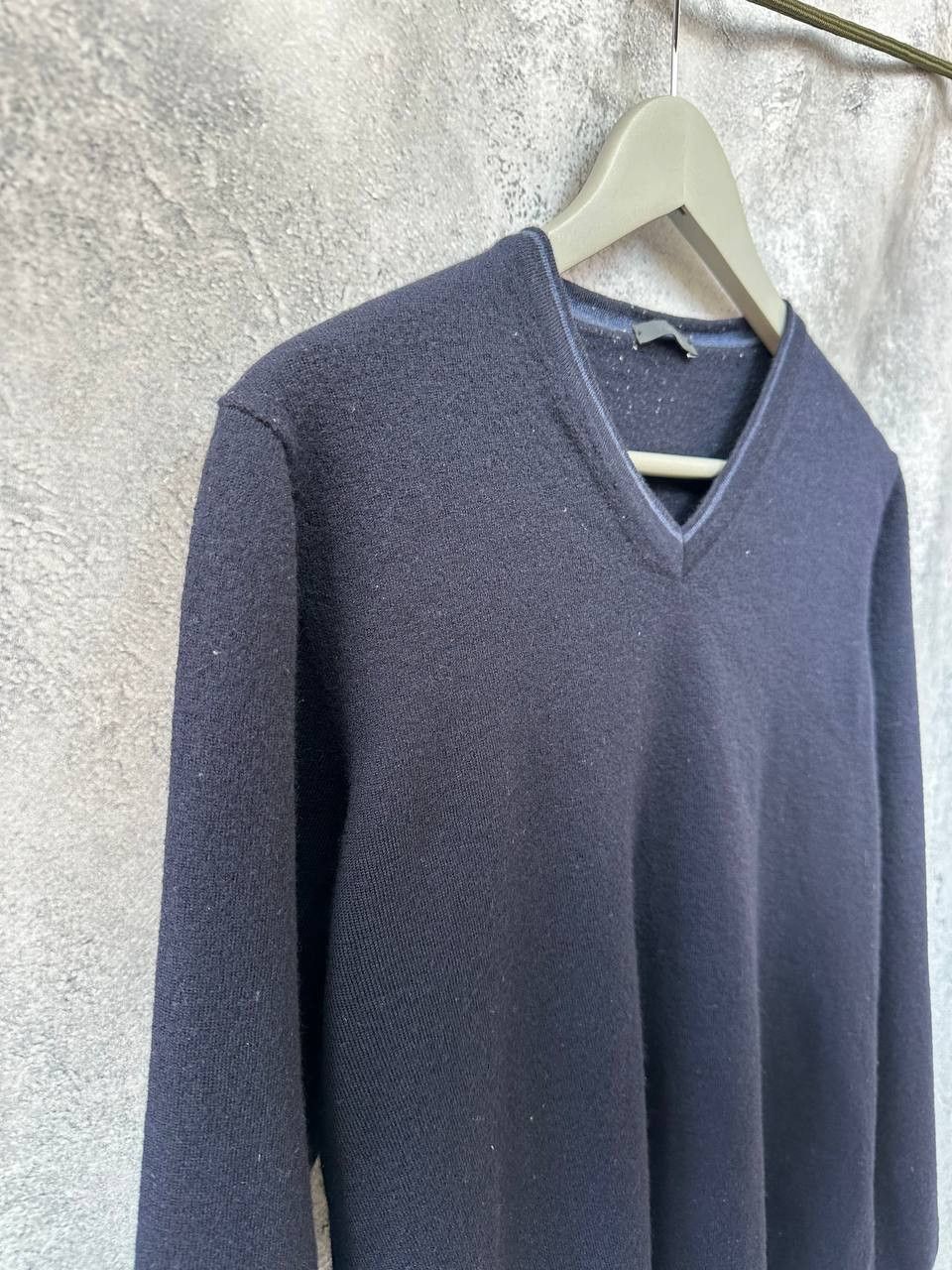 Pal Zileri Pal Zileri V-Neck Sweater Navy Wool Long Sleeve Jumper Size US XL / EU 56 / 4 - 4 Thumbnail