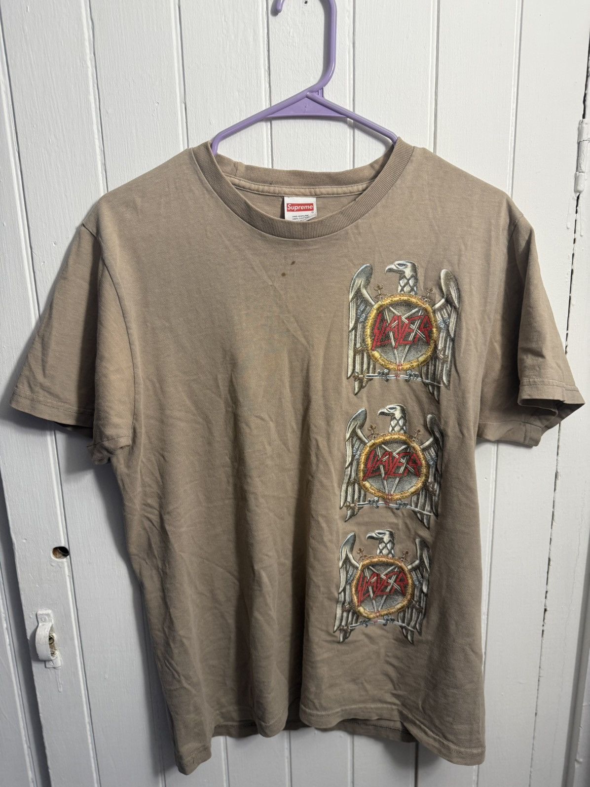 Supreme Supreme x Slayer Eagle Tee stone Size US M / EU 48-50 / 2 - 1 Thumbnail