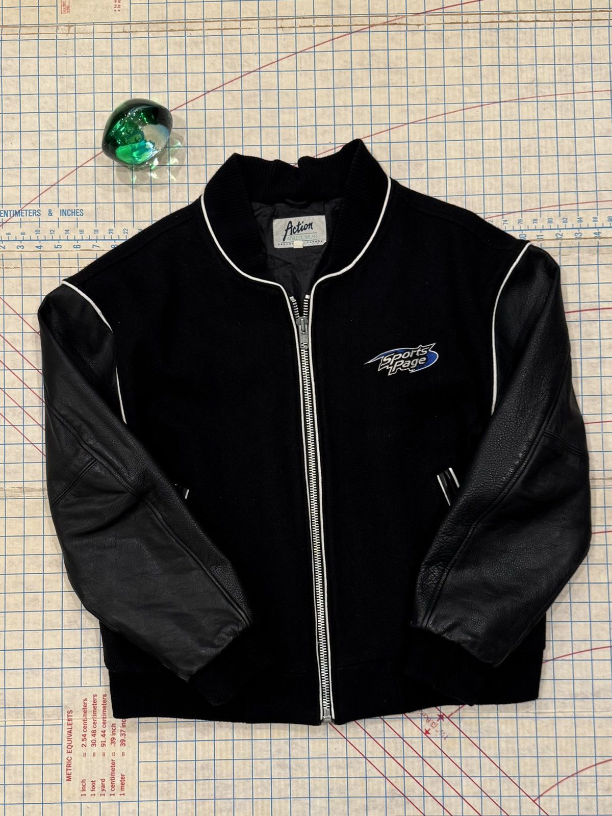 Vintage Vintage Sports Page 90’s Sports Leather & Wool Bomber Jacket Size US XL / EU 56 / 4 - 7 Thumbnail