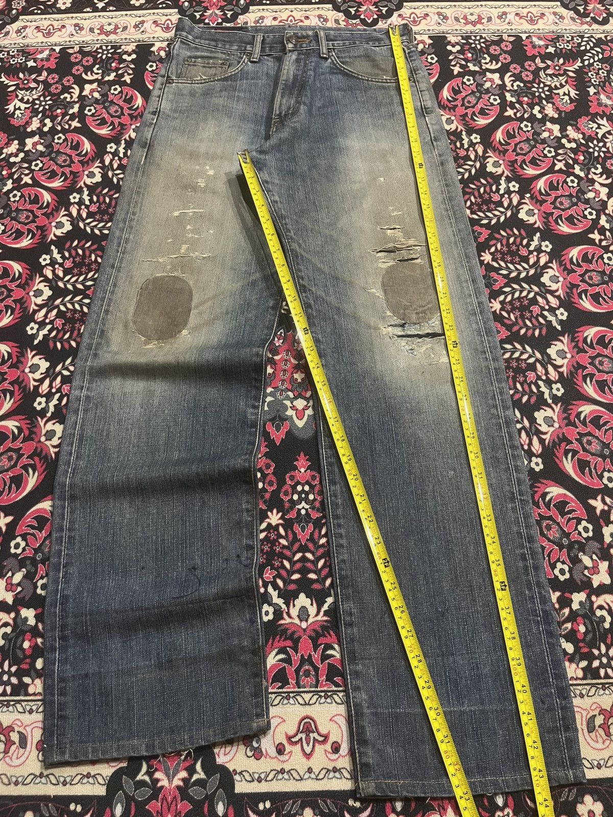 Kapital ⚡️Distressed⚡️Vintage Edwin 503w Blue Washed Ripped Patch Jean Size US 28 / EU 44 - 13 Thumbnail