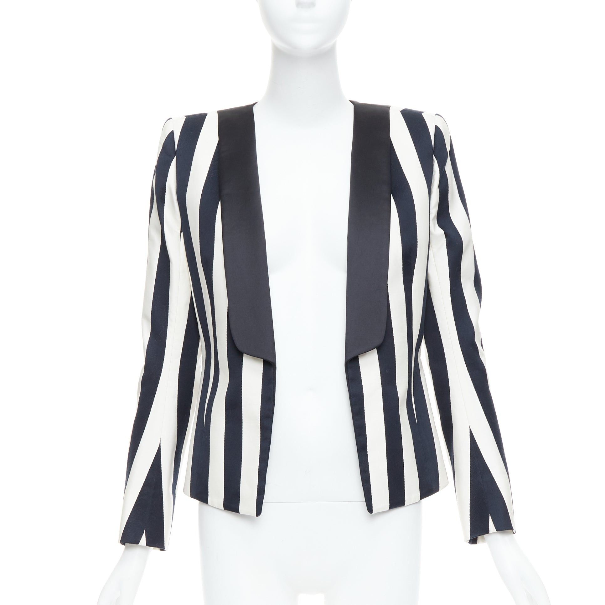 Balmain BALMAIN black white cotton blend bold striped power shoulder blazer FR38 M Size M / US 6-8 / IT 42-44 - 1 Thumbnail
