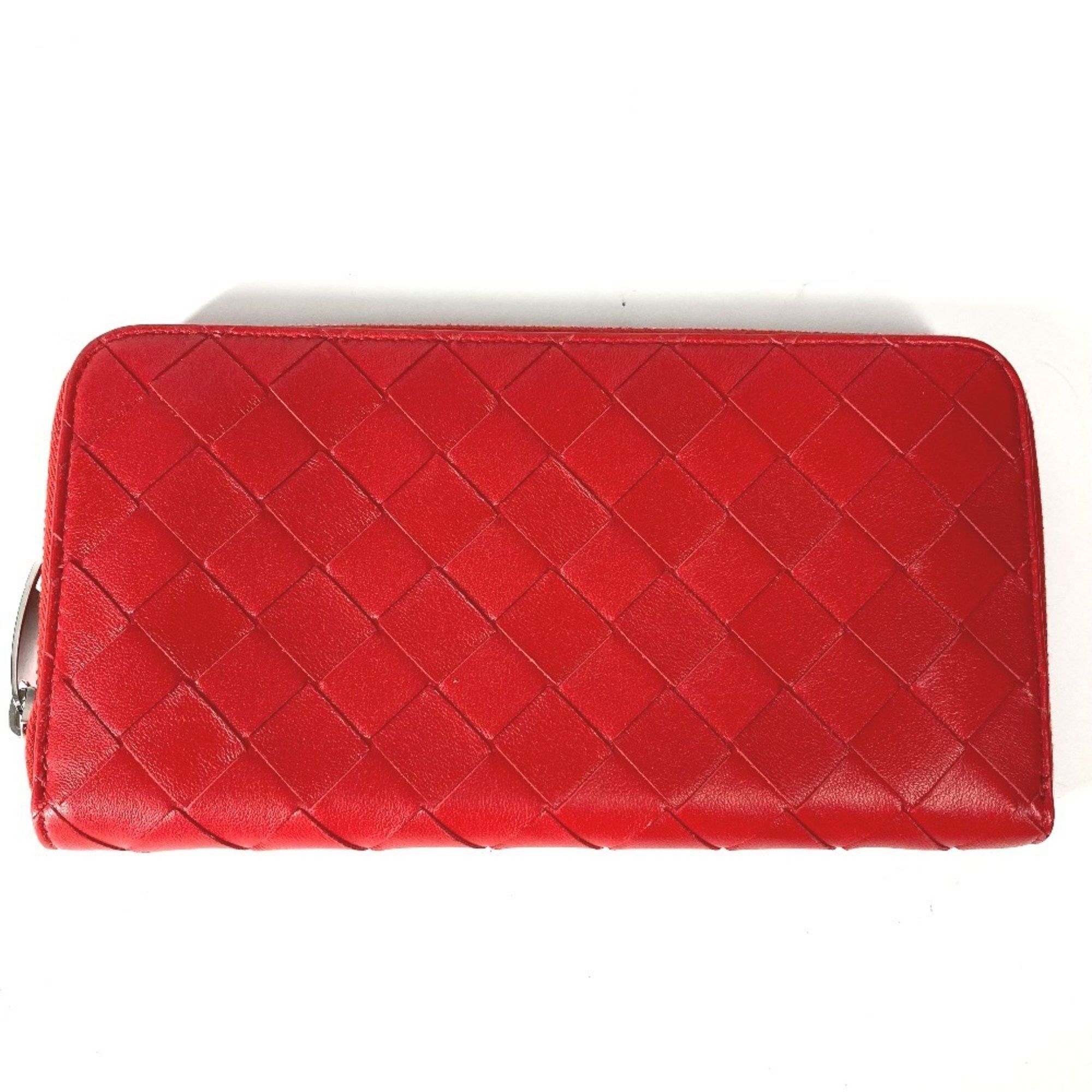 Bottega Veneta BOTTEGA VENETA 593217 Intrecciato Leather Round Zip Long Wallet for Women, Red Size ONE SIZE - 1 Thumbnail