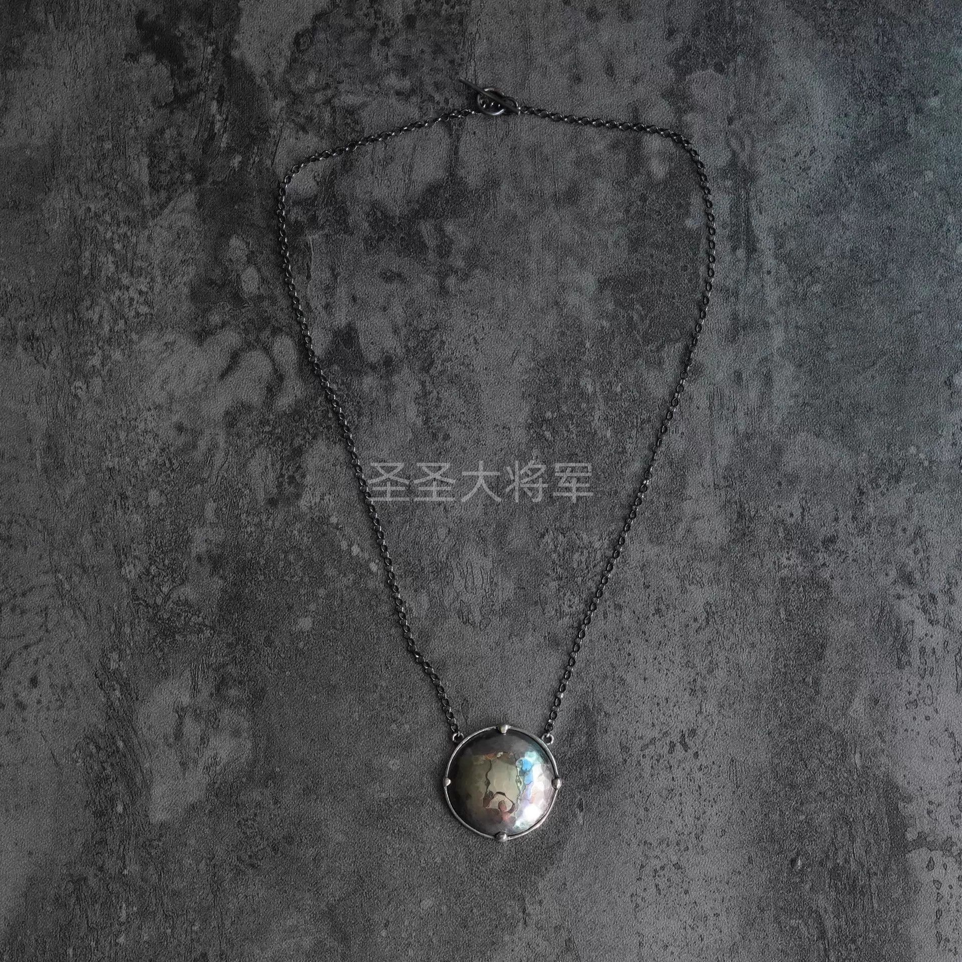 DETAJ Detaj Hammered Distressed Shield Necklace Size ONE SIZE - 1 Thumbnail