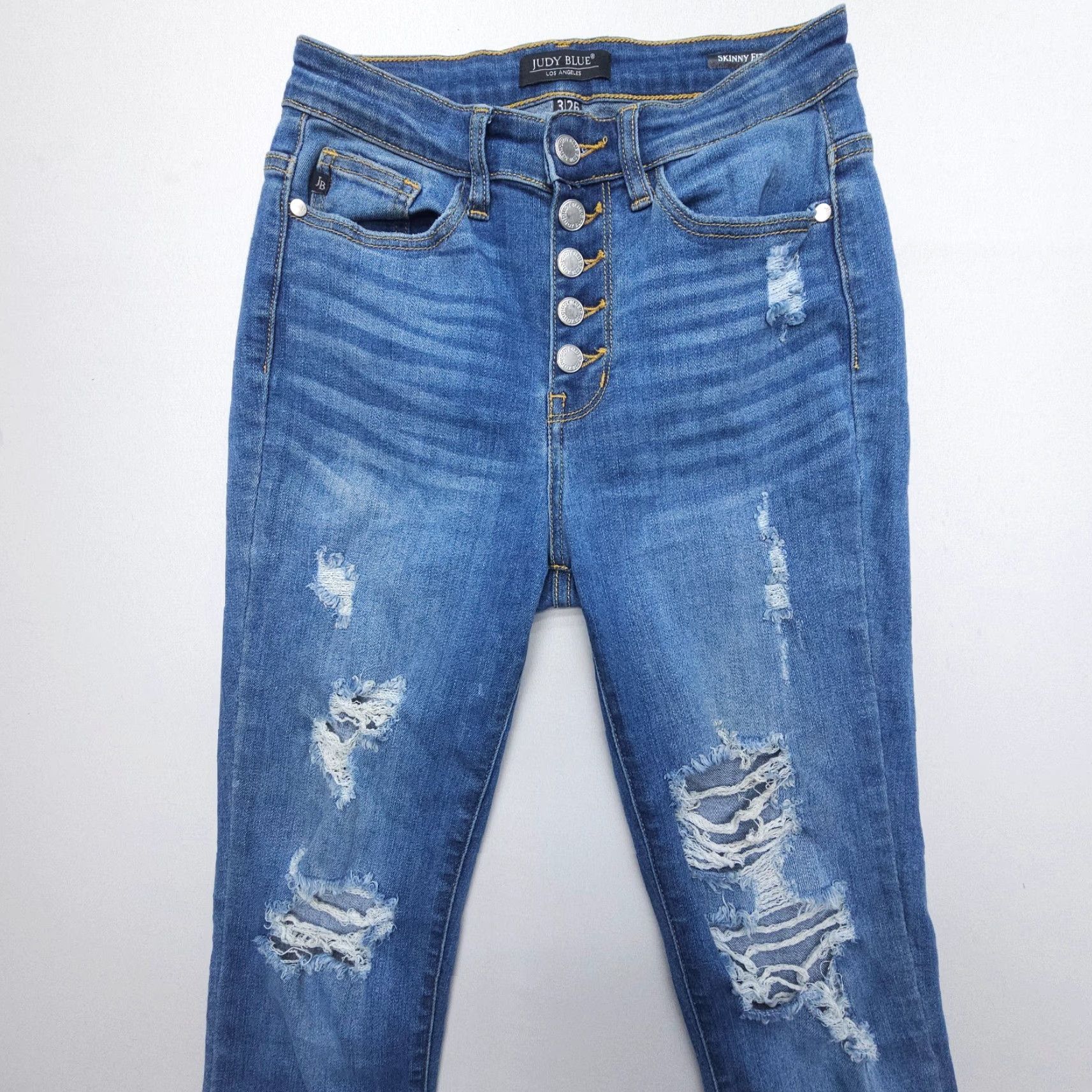 Vintage Judy Blue Skinny Fit Jeans Womens 3 26 High Rise Blue Denim Button Fly Stretch Size 26" / US 2 / IT 38 - 3 Thumbnail