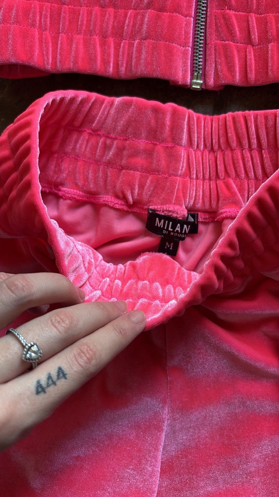 Other Milano De Rouge Pink Velour Jacket & Shorts Set Size M / US 6-8 / IT 42-44 - 3 Thumbnail