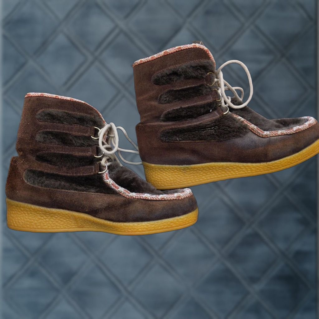 Vintage VINTAGE Northlanders Boots Womens 9 Brown Suede Shearling Lined Winter Lace Up Mens 9 Brown Suede Shearling Lined Winter Lace Up Size US 9 / IT 39 - 1 Thumbnail