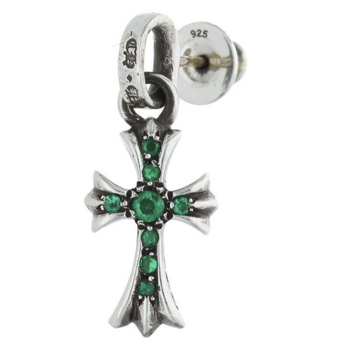 Chrome Hearts Chrome Hearts Baby Fat PAVE Emerald Silver Earring Size ONE SIZE - 1 Thumbnail
