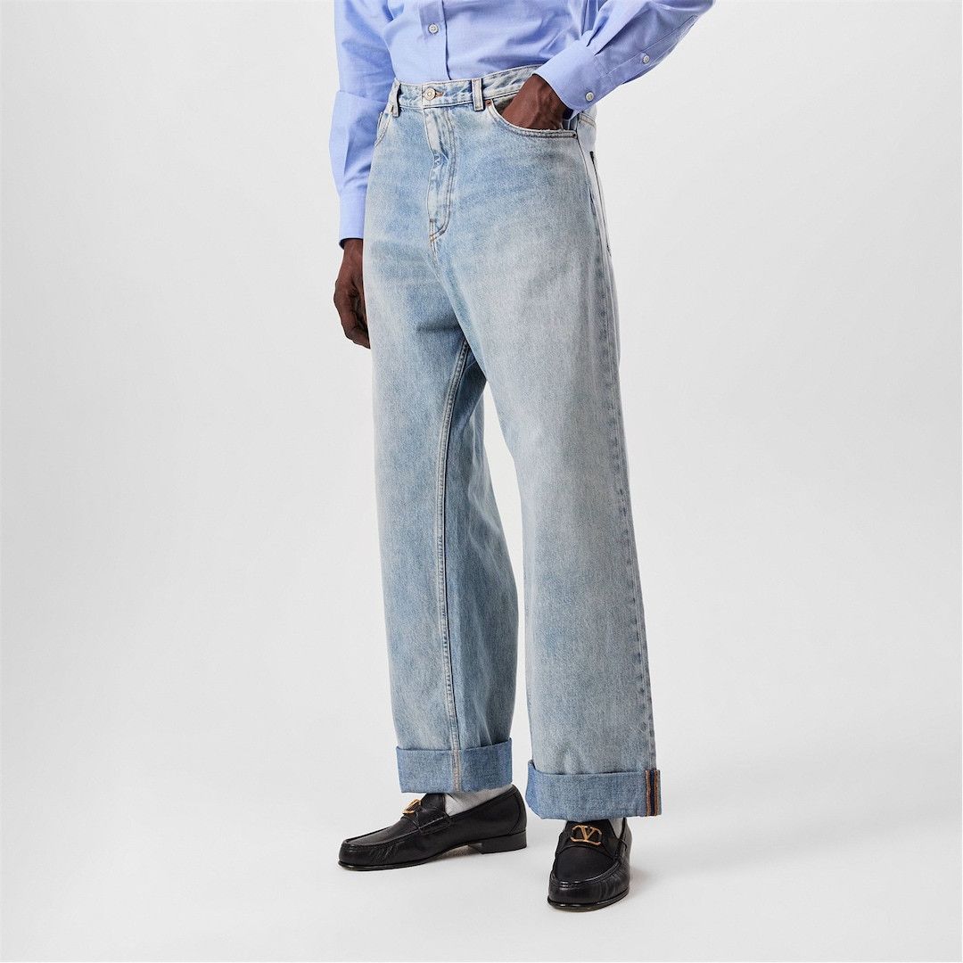 Valentino o1g2r1mq0526 Wide Leg Jeans in Lght Blue Size US 32 / EU 48 - 2 Thumbnail