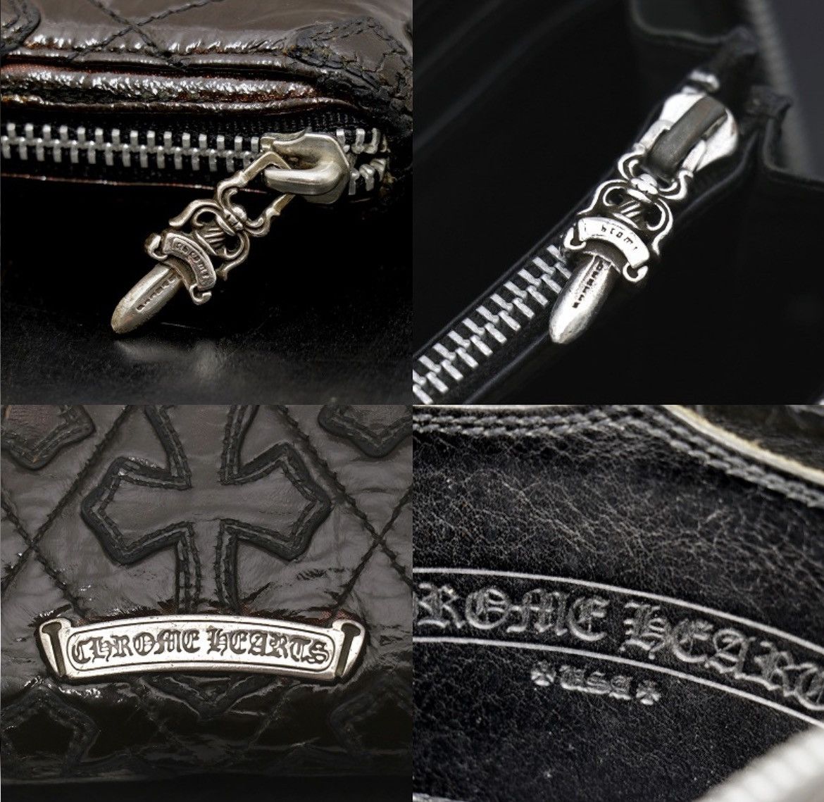 Chrome Hearts Chrome Hearts Patent leather cross patch ZIP QUILTED wallet Size ONE SIZE - 5 Thumbnail